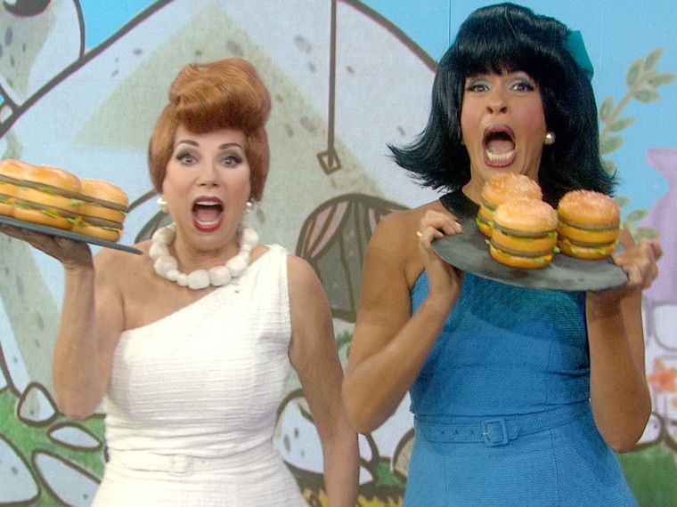 Kathie Lee and Hoda dressed up as 'Flintstones' characters for Halloween.