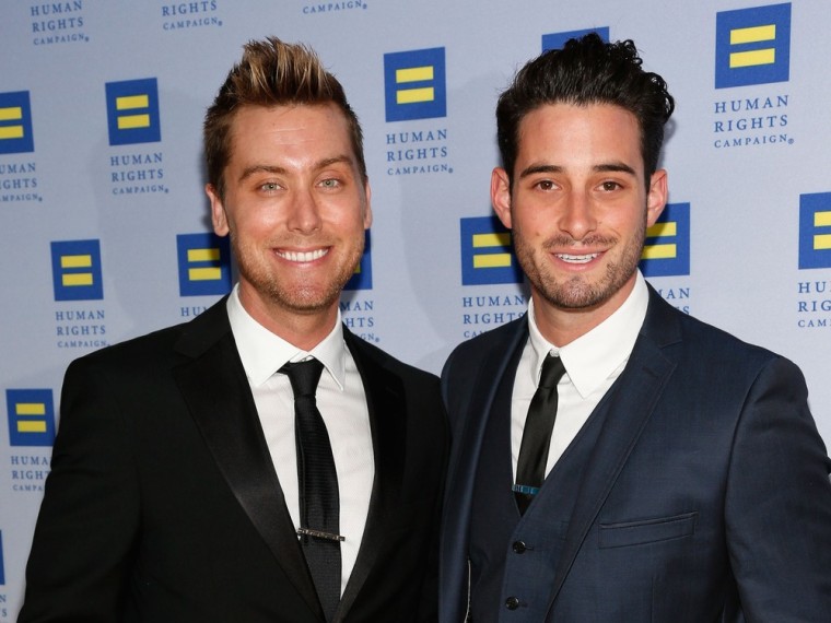 LOS ANGELES, CA - MARCH 23:  Singer Lance Bass (L) and actor Michael Turchin attend the 2013 Human Rights Campaign Los Angeles Gala at JW Marriott Los...