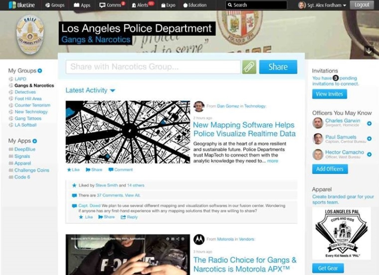 BlueLine, a closed social network for law enforcement and security officers, has been in beta testing at the Los Angeles Police Department and other agencies since July and will launch in October at the International Association of Chiefs of Police conference in Philadelphia.