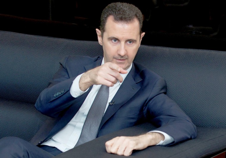 Syrian President Bashar Assad speaks during an interview with French newspaper Le Figaro in Damascus on Monday.