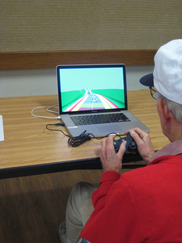Participant playing NeuroRacer. Credit: The Gazzaley Lab/University of California, San Francisco