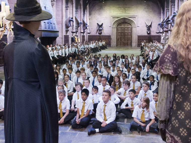Children assemble in the Great Hall.