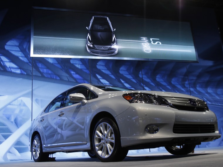 A Lexus HS 250h Hybrid is seen at the Chicago Auto Show February 10, 2010. Toyota will stop production of its Lexus HS250h and Sai hybrids in Japan fr...