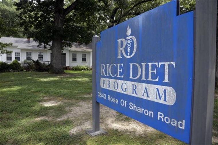 This Tuesday, Aug. 27, 2013 photo shows the now-closed Rice Diet facility in Durham, N.C. The company that took the Rice Diet banner after Duke Univer...