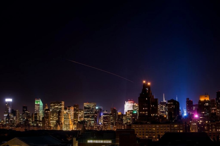 Andrew Ashley captured this long-exposure view of the Minotaur 5 rocket streaking over New York's skyline on Friday night, delivering NASA's LADEE spacecraft to orbit.