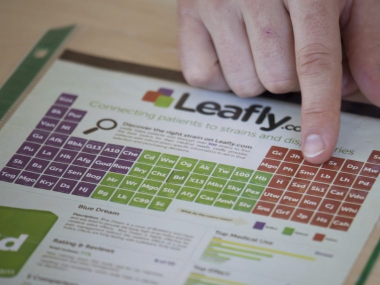Brendan Kennedy, CEO of Privateer Holdings and President of Leafly, displays an ad in Seattle in July.