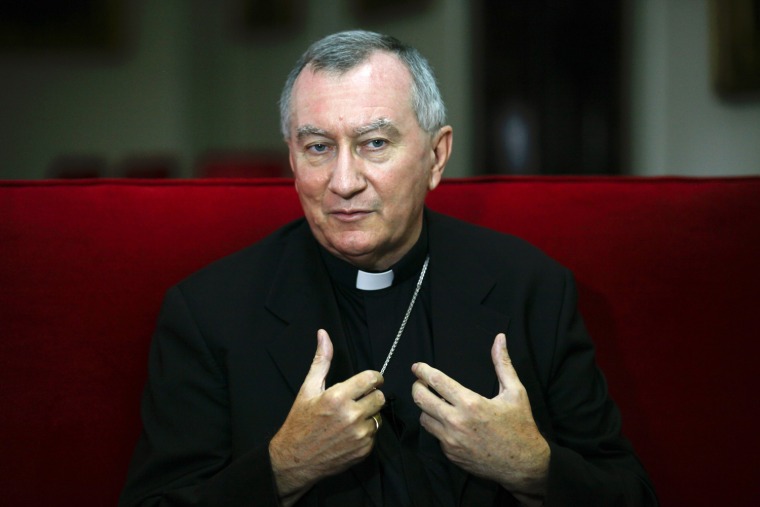 Vatican's newly appointed Secretary of State Monsignor Pietro Parolin speaks during an interview with Reuters TV in Caracas, Venezuela, on Sept. 4.
