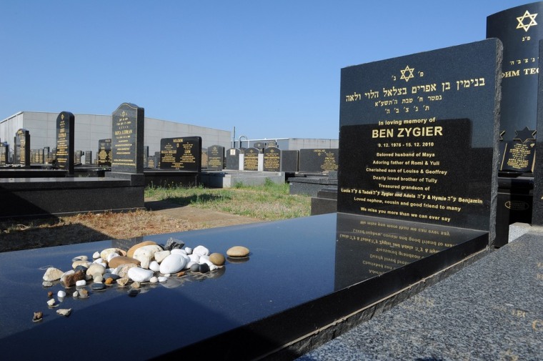 The tombstone of Ben Zygier stands at Chevra Kadisha Jewish Cemetery in Melbourne, Australia Friday, Feb 15. 2013.