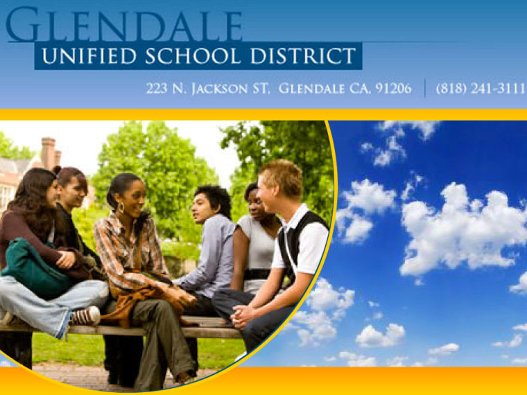 A screenshot from the homepage of the Glendale Unified School District website.