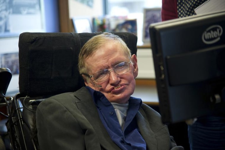 British physicist Stephen Hawking sits at his desk in the Applied Mathematics Department of Cambridge University August 30, 2012. REUTERS/Guillermo Gr...