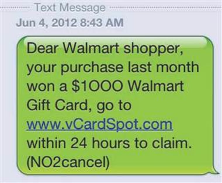 Example of text message spam