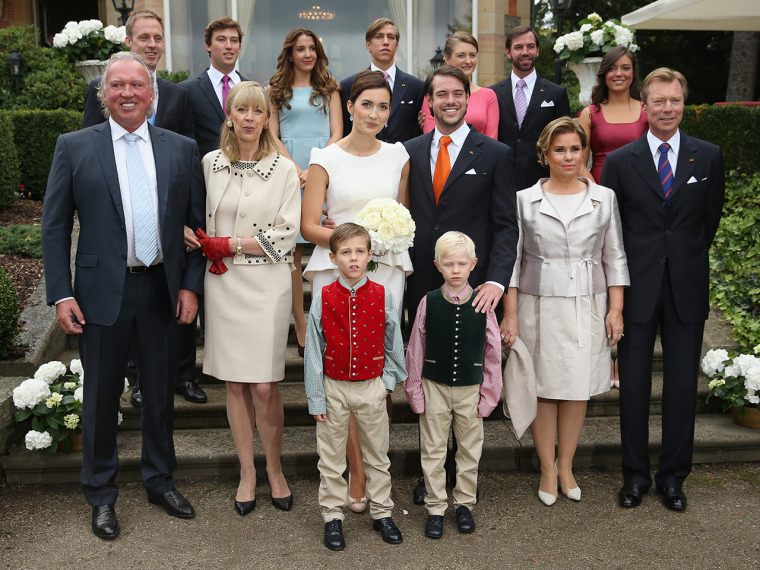 KONIGSTEIN, GERMANY - SEPTEMBER 17: (L-R Back row) Felix Lademacher, Prince Sebastien, Princess Tessy, Prince Louis, Crown Princess Stephanie, Crown P...