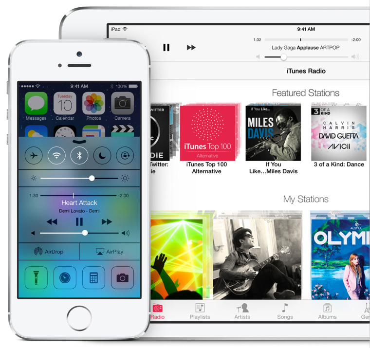 iPhone 5S and iPad Mini running iOS 7