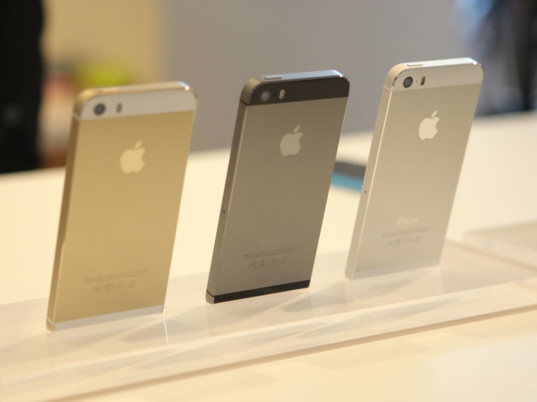 The iPhone 5S lineup, on display in Cupertino, Calif. on Sept. 10.
