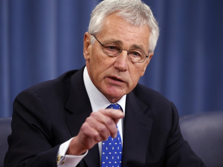 Defense Secretary Chuck Hagel speaks at a news conference at The Pentagon, Wednesday, Sept. 18, 2013.