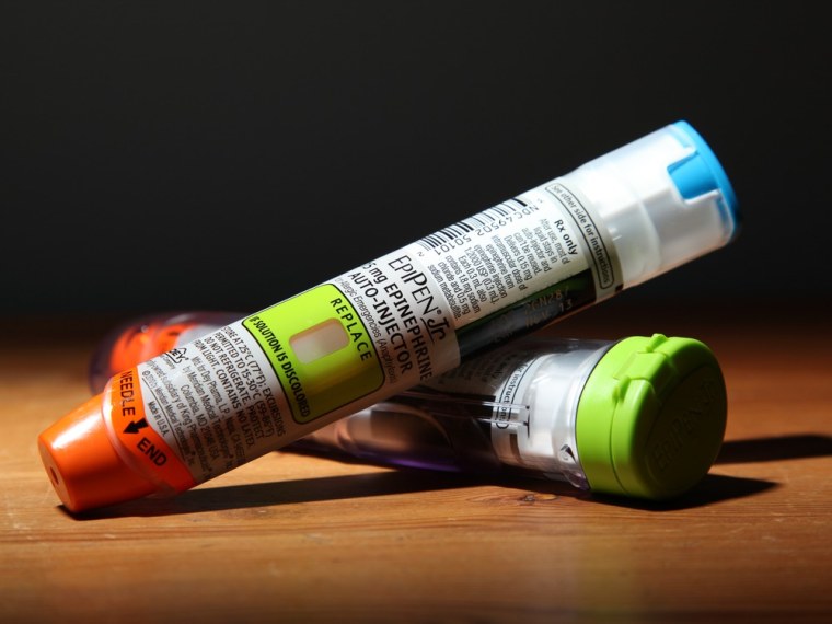 Wednesday, Sept. 18, 2013, in New York, NY (John Makely / NBC News)


Two EpiPens used to treat severe allergic reactions with a dose of Epinephrine d...