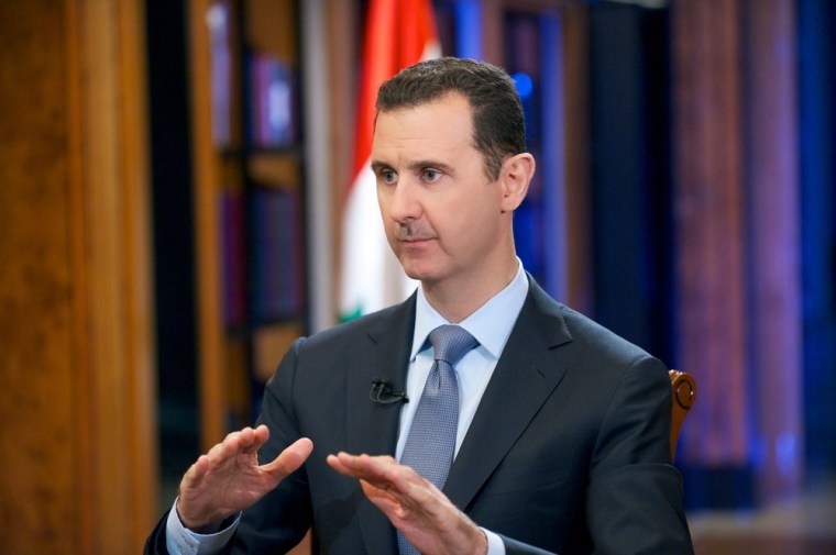 Syrian President Bashar al-Assad gesturing during an interview with Fox News in Damascus.
