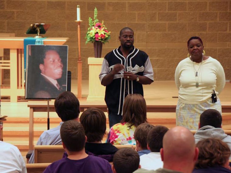 Mary and Oshea sharing their story at a church in Minnesota, Sept. 2010.