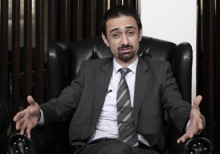 Roeen Rahmani, 31, chancellor and president of Kardan University, speaks during an interview with The Associated Press at the university in Kabul, Afghanistan, on  Sept. 15.