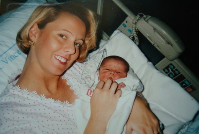 Carolyn Savage with her eldest son, Drew.