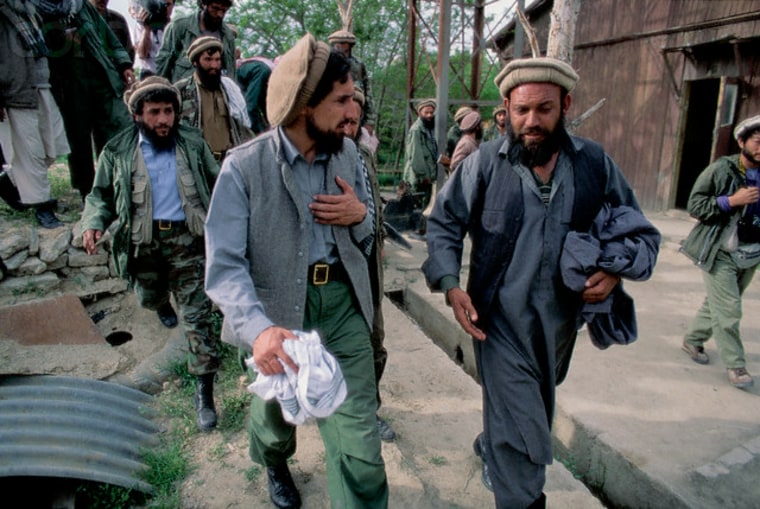 Haji Mohammad Almas Zahid, right, with legendary Northern Alliance commander Ahmad Shah Massoud in 1992.