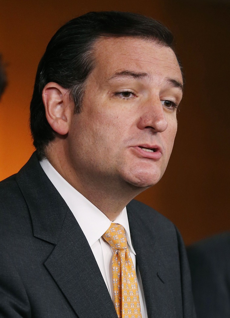 Sen. Ted Cruz (R-TX) speaks about Obamacare during a news conference on September 19, 2013.
