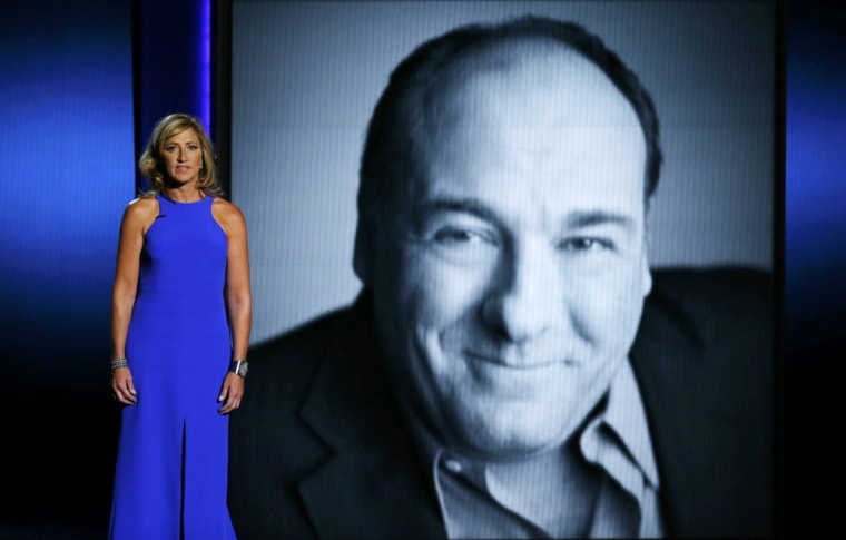 Image: Actress Edie Falco delivered a tribute to James Gandolfini the Primetime Emmys.