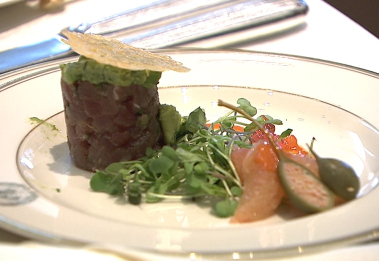 Newly-elected Iranian leader Hassan Rouhani missed out on this tuna tartare and the rest of an appetizing three-course meal at the United Nations General Assembly luncheon on Tuesday after speculation he would have a historic meeting with President Obama.