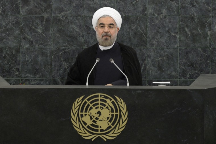 Iranian President Hassan Rouhani addresses the U.N. General Assembly on Tuesday in New York City.