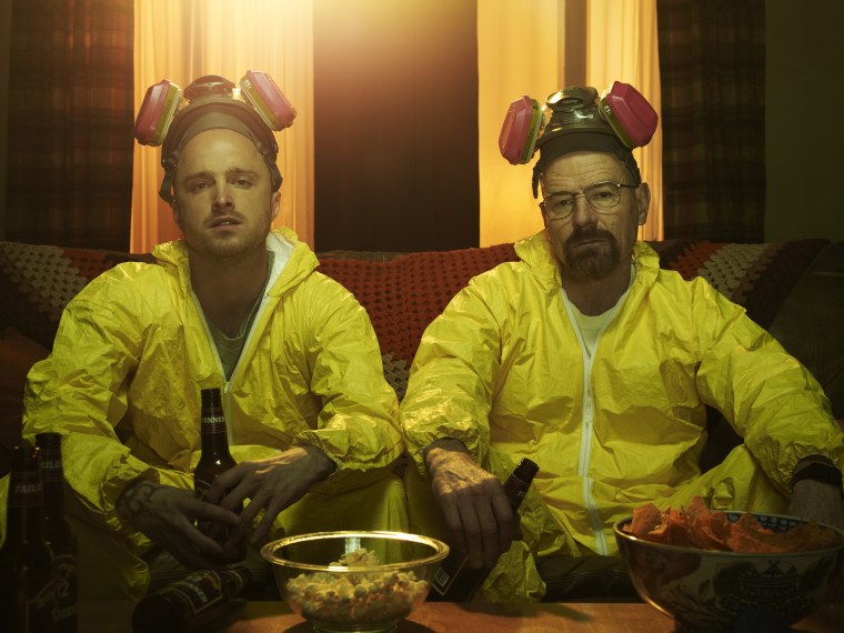 Aaron Paul and Bryan Cranston as Jesse and Walt in \"Breaking Bad.\"