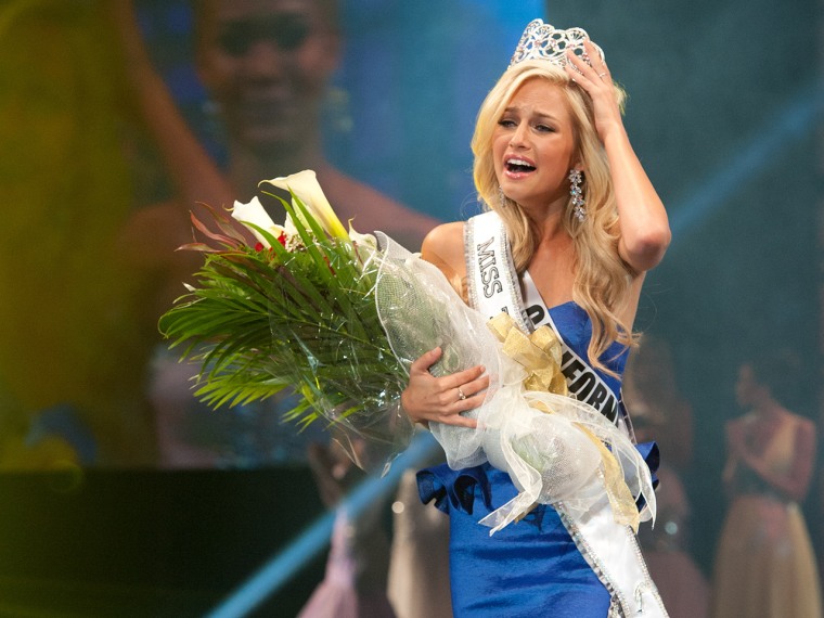 This photo released by Miss Universe L.P., LLLP shows Miss California Teen USA 2013, Cassidy Wolf, being crowned Miss Teen USA 2013 at the Atlantis, Paradise Island and Resort in The Bahamas on Saturday, Aug. 10, 2013.