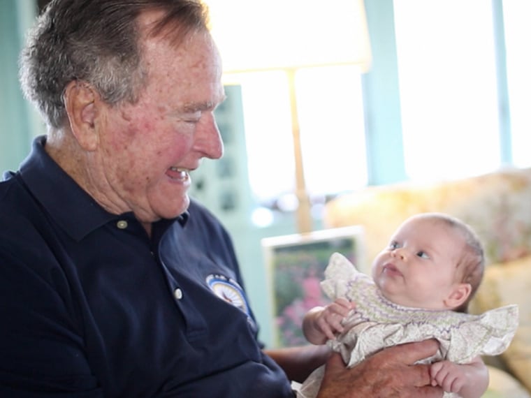 Jenna's grandfather, George H.W. Bush meets the newest addition to the family: Mila. The two share some quality time together.