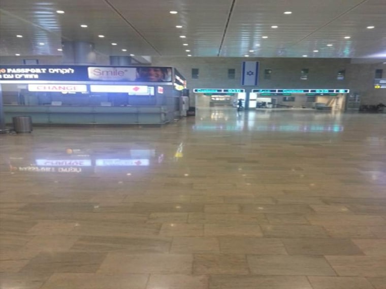 A photograph of a hall at Ben Gurion Airport in Tel Aviv.