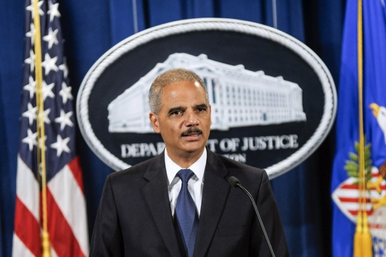 Attorney General Eric Holder announces the lawsuit Monday.