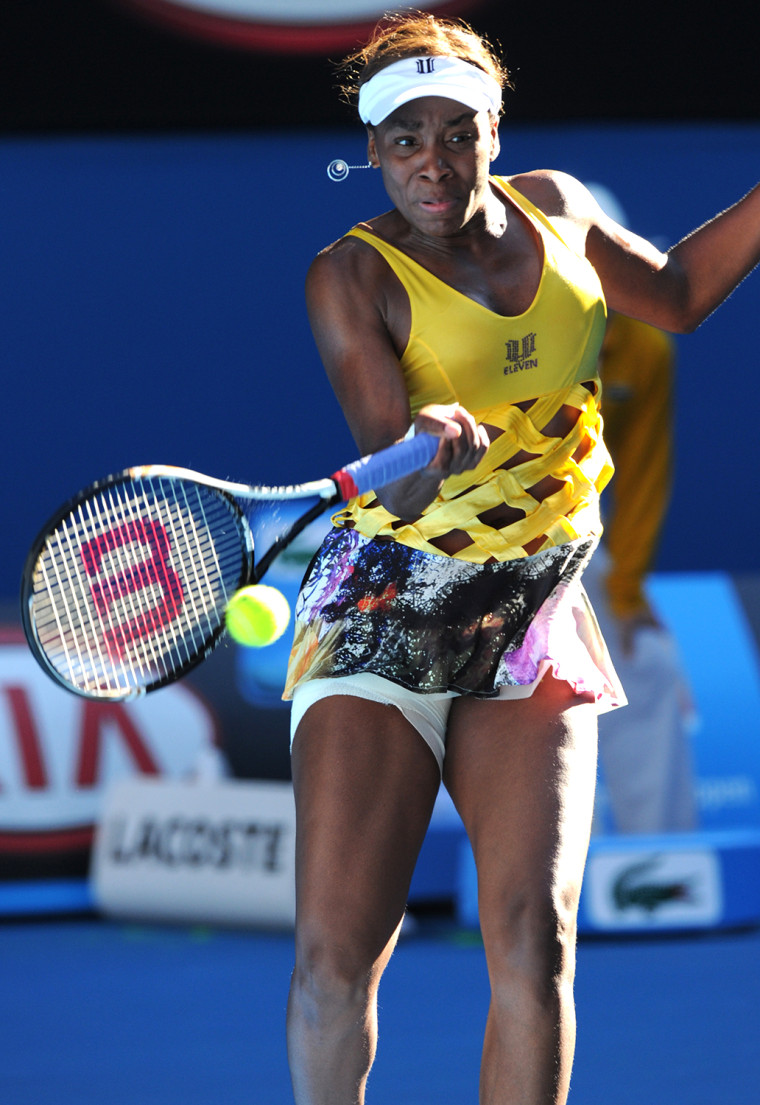 If you've ever wondered what a slice of apple pie hitting a tennis ball would look like, Venus Williams answered that question with this outfit in 2011.