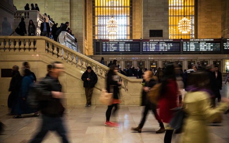 NEW YORK, NY - MARCH 10:  Commuters make their way through Grand Central Terminal during evening rush hour on March 10, 2014 in New York City. New sta...