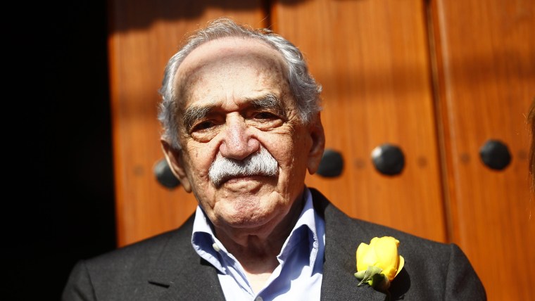 Marquez outside his house on his 87th birthday in Mexico City on March 6, 2014.
