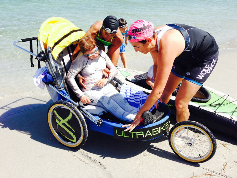 Kerry Gruson and Cristina Ramirez train for the upcoming triathlon they will complete together.