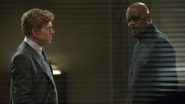 Robert Redford and Samuel L. Jackson in \"Captain America: The Winter Soldier\"