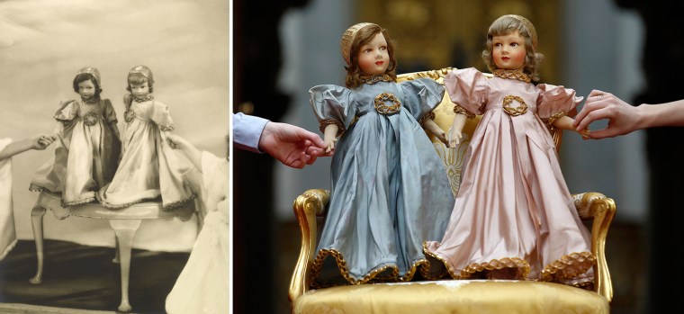 Two Parisian dolls belonging to the Princesses Elizabeth and Margaret
<br/>
<br/>Royal Collection Trust / (C) Her Majesty Queen Elizabeth II 2014.
<br...