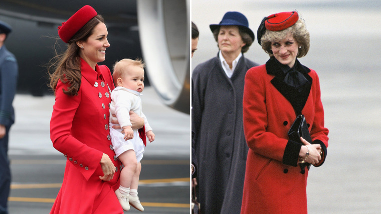 WELLINGTON, NEW ZEALAND - APRIL 07:  Catherine, Duchess of Cambridge and Prince George of Cambridge arrive at Wellington Military Terminal on an RNZAF...