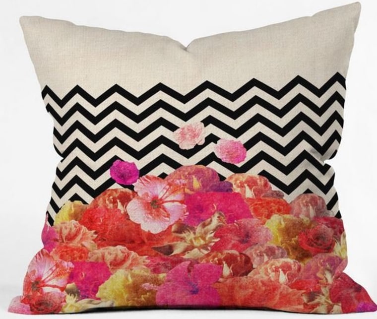 Chevron Flora 2 throw pillow