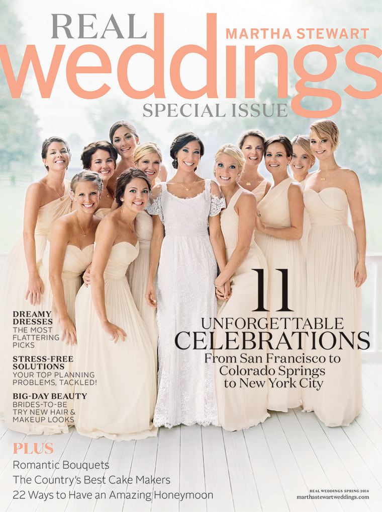 Jennifer Lawrence on the cover of Martha Stewart Real Weddings.