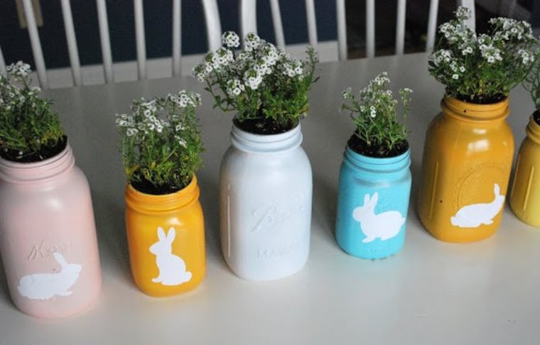 Spring bunny mason jars