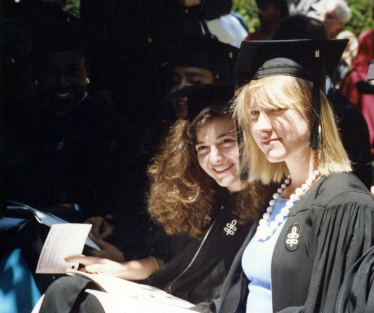 Sheryl Sandberg and her college roommate at their graduation in June 1991.