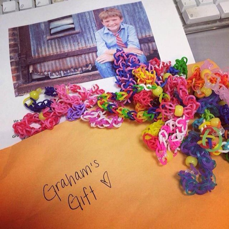 One of Graham's customers posted this photo to his Facebook page after receiving her Valentine bracelets.