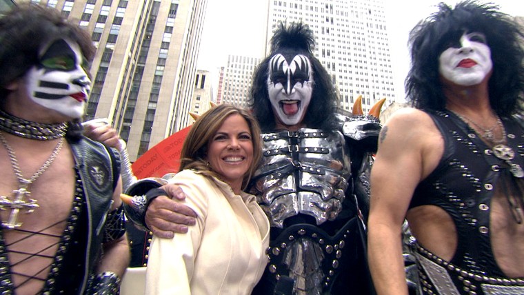 Natalie got a hug from the Demon himself, KISS bassist Gene Simmons, as the band celebrated its new status as Rock and Roll Hall of Famers.