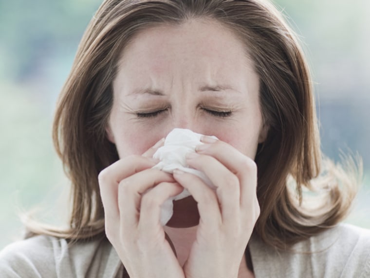 woman, sick, allergies, nose, sneeze, tissue, cold, flu, allergen, pollen, msnbc stock photography
