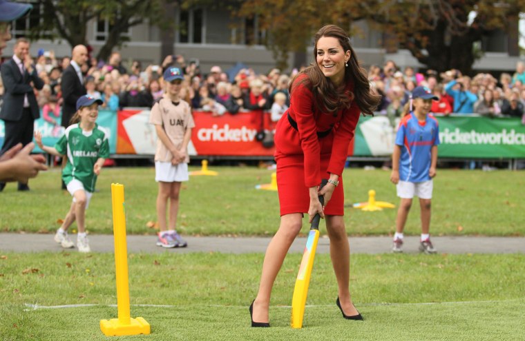 An active weekend by Duchess Kate filled with a wine-tasting, a ride in a jet boat and then a cricket match against her husband on Monday helped quell rumors of a second royal pregnancy after an off-handed remark by Prince William on Saturday.
