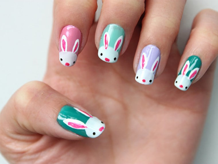 Easter nail art designs to DIY: Easter bunnies